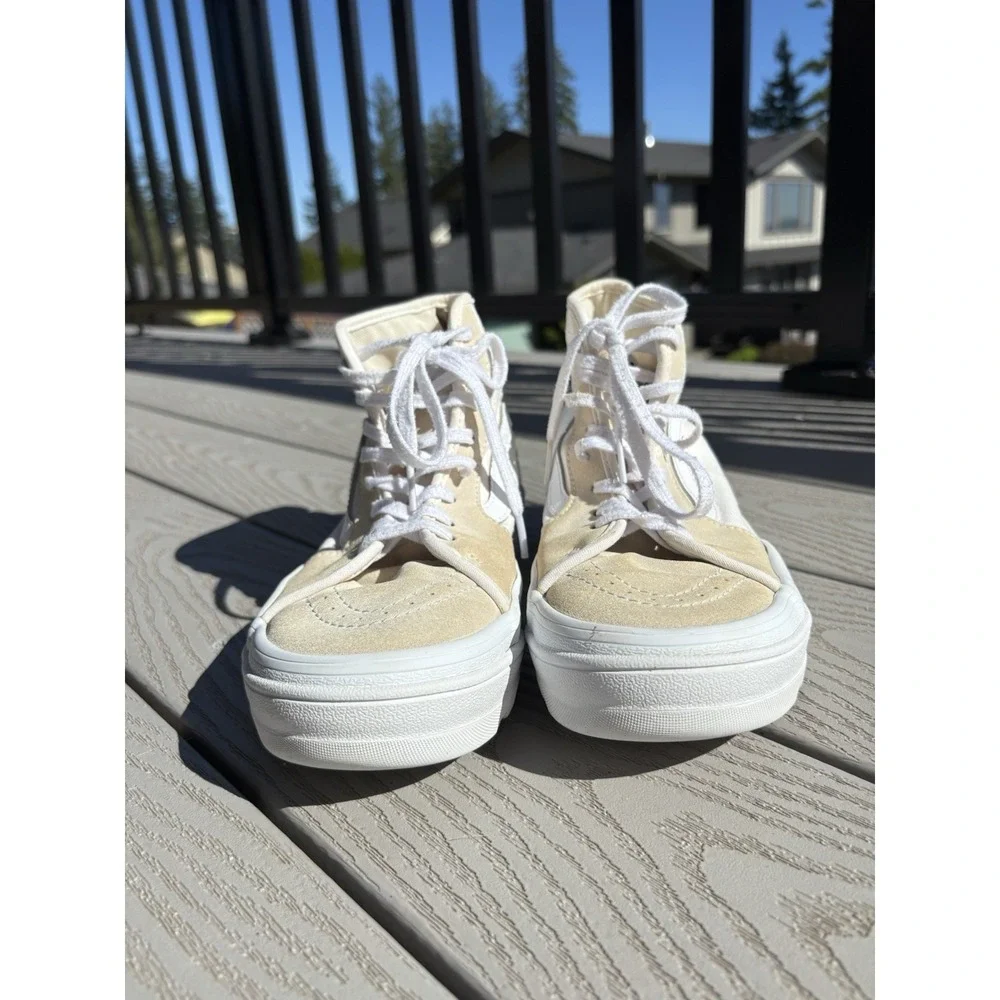 VANS Sentry Sk8-Hi WC Boots High Canvas Suede Skate White Men's Size 7.5/Women 9